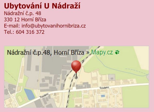 Ubytovna Plzeň - Horní Bříza ubytování U Nádraží